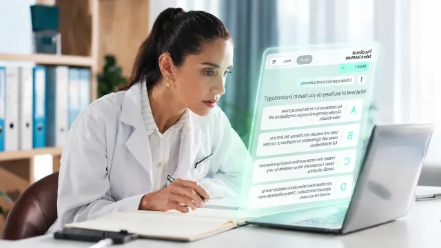 Profesional evaluando competencias clínicas